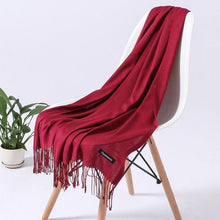 Load image into Gallery viewer, Luxury Fashion Winter Solid Colorful Soft Scarf Hijabs Tassels Long Warm Shawls Hijabs Lightweight Scarfs Scarves Cashmere Elegant Hijabs Scarves Wraps For Women
