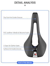 将图片加载到图库查看器，Ultra Light Comfortable Bicycle Saddle Mountain Road Bike Seat Soft Leather Hollow Breathable Cushion Seat Ergonomics Design Breathable Suspension Gel Bike Saddle Cushion For Mountain Bike Road Bike
