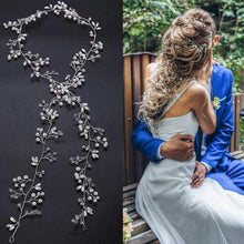 Load image into Gallery viewer, Crystal Pearl Bridal Tiaras Hairbands Hairpins Bridesmaid Diamante Hair Vine Accessories Wedding Jewelry 35cm Headwear Gorgeous Hair Accessories For Women
