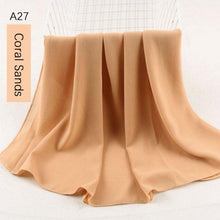 Load image into Gallery viewer, Fashion Soft Long Plain High Quality Premium Heavy Lightweight Elegant Chiffon Hijab Scarf  Scarves Hijabs Lightweight Islamic Head Wear Escharpe Shawls Long Shawls For Women
