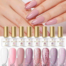 将图片加载到图库查看器，2021 New Womens Colorful Nail Gel Polish Modern Glitter Pink Purple UV Diamond Stylish Design Nail Colors Gel

