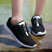 Load image into Gallery viewer, Womens Fashion Casual Sneakers Lightweight Comfortable Breathable Lace-up Mesh Couples Shoes Lightweight Casual Walking Shoes Breathable Mesh Fashion Sneakers
