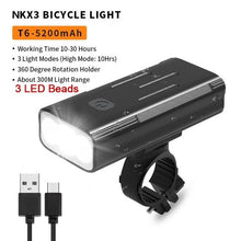 Load image into Gallery viewer, Bike Light Rainproof USB Rechargeable LED Bicycle Light Super Bright Flashlight Rechargeable Bicycle Light Bicycle Front Headlight LED Bike Headlight 3 Light Mode Fits All Bicycles Mountain Road
