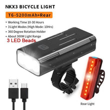 Load image into Gallery viewer, Bike Light Rainproof USB Rechargeable LED Bicycle Light Super Bright Flashlight Rechargeable Bicycle Light Bicycle Front Headlight LED Bike Headlight 3 Light Mode Fits All Bicycles Mountain Road
