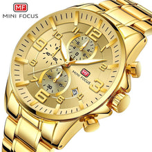 Load image into Gallery viewer, Luxury Gold Mens Watches Elegant Stainsteel Steel Strap Waterproof Sport Analog Quartz Luminous Hands Watch
