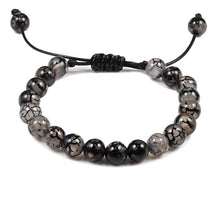 Load image into Gallery viewer, Black Lava Stone Crown Charm Tiger Eye Beads Bracelet For Men Women Braided Bracelets Handmade Adjustable Couple Distance Bracelets Lava Stone Beads Essential Oil Diffuser Adjustable Bracelet With King Queen Crown Charm
