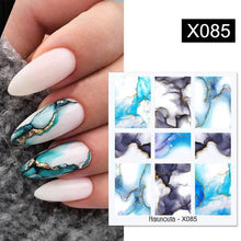 Load image into Gallery viewer, Black Lines Flower Leaves Water Decals Stickers Floral Face Marble Pattern Slider For Nails Summer Nail Art Decoration Summer Stickers on Nails Simple Summer Slider for Manicure Nail Art Watermark Manicure Decor
