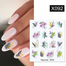 Load image into Gallery viewer, Black Lines Flower Leaves Water Decals Stickers Floral Face Marble Pattern Slider For Nails Summer Nail Art Decoration Summer Stickers on Nails Simple Summer Slider for Manicure Nail Art Watermark Manicure Decor
