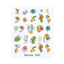 Load image into Gallery viewer, Black Lines Flower Leaves Water Decals Stickers Floral Face Marble Pattern Slider For Nails Summer Nail Art Decoration Summer Stickers on Nails Simple Summer Slider for Manicure Nail Art Watermark Manicure Decor
