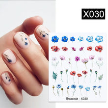 Load image into Gallery viewer, Black Lines Flower Leaves Water Decals Stickers Floral Face Marble Pattern Slider For Nails Summer Nail Art Decoration Summer Stickers on Nails Simple Summer Slider for Manicure Nail Art Watermark Manicure Decor
