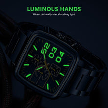 Load image into Gallery viewer, Elegant Business Square Mens Watch Multifunctional Waterproof Stainless Steel Design Big Wrist Watch
