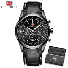 Load image into Gallery viewer, Black Luxury Men Watch Waterproof Multifunction Quartz Wrist Watches Elegant Leather Strap Sport Design
