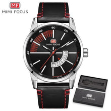将图片加载到图库查看器，Elegant Black Quartz Men's Watch Fashion Leather Strap Luxury Calendar Design Luminous Analog Unique Design Wristwatches
