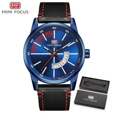将图片加载到图库查看器，Elegant Black Quartz Men's Watch Fashion Leather Strap Luxury Calendar Design Luminous Analog Unique Design Wristwatches
