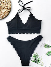 将图片加载到图库查看器，Summer Blue Bikini Women Swimwear Female Swimsuit  Women’s Floral Print Lace-up Strapless Padded Comfortable Swimwear Bathing Suit Two-pieces Bikini Set Knotted Bathing Swim Suit
