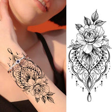 Load image into Gallery viewer, Realistic Sketches Black Flowers Temporary Waterproof Flower Tattoos Modern Body Arm Drawing For Womens

