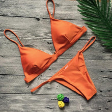 Load image into Gallery viewer, Push Up Bikini Set Swimsuits High Waist Swimwear Women Ribbed Bathing Suits Brazilian Bikinis Swimsuit for Women  Bottom Triangle Bikinis Top Bathing Suit
