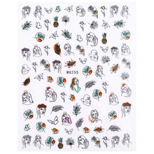 Load image into Gallery viewer, Sexy Lady Shaped 3D Nail Stickers Character Face Image Leaves Flower Decals Slider Black White Nail Art Decoration Manicure Decoration Nail Art Supplies 3D Self-Adhesive Nail Decals Designer Nail Stickers for Acrylic Nails

