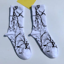 将图片加载到图库查看器，Marble Print Style Harajuku Skateboard Long Socks Creative Fun Lightning Hip Hop Style Socks Streetwear Casual Cotton Socks Unisex Street Couple Socks For Men And Women
