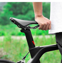 Load image into Gallery viewer, Leather Bike Saddle Road Bike Front Seat Cycling Saddles For Mens Breathable Hollow Cushion Bicycle Saddle Comfort Bike Saddle Ergonomic Waterproof Bicycle Seat For Road Bike Mountain Bike Seats
