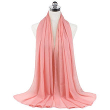 Load image into Gallery viewer, Luxury Fashion Long Soft Solid Chiffon Scarf Head Wrap Echarpe Shawl Lightweight Headscarf Instant Ready To Wear Elegant Hijab Scarf Wrap Muslim Shawl Islamic Hijabs Arab Wrap Head Scarves For Women
