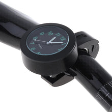 Load image into Gallery viewer, Universal Waterproof Motorbike Clock  Night Light Motorcycle Handlebar Mount Clock Watch Dial Bike Handlebar Clock Watch Motorcycle Handlebar Mount Watch Clock Set with Anti-Skid Pad Wrench Universal Waterproof Black
