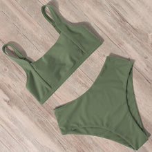 Load image into Gallery viewer, Swimwear Women Ribbed Bathing Suit Female Push Up Bikini Set Women's Bathing Suit Lace up Bikini Ribbed Two Piece Swimsuit Beachwear High Waist Bikini Women's Swimsuit

