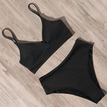 Load image into Gallery viewer, Swimwear Women Ribbed Bathing Suit Female Push Up Bikini Set Women's Bathing Suit Lace up Bikini Ribbed Two Piece Swimsuit Beachwear High Waist Bikini Women's Swimsuit
