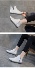 将图片加载到图库查看器，Women Genuine Leather Ankle Boots Warm Fur Waterproof Slip On Super Comfortable Booties Autumn Winter Shoes Keep Warm Anti-Slip Soft Sole Warm Fur Lined Winter Ankle Booties

