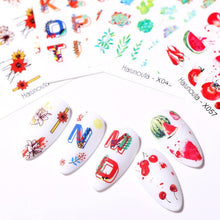 将图片加载到图库查看器，Nails Sticker Nail Art Decorations Flowers Leaves Decals Water Transfer Sliders Woman Face Fruit Foil Manicures Wraps  Water Transfer Nail Decals Sticker For Pretty Girl Self-Adhesive Nail Decals Designer Nail Stickers for Acrylic Decal
