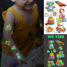 将图片加载到图库查看器，Luxury Luminous Tattoo Stickers Unicorn Stars Temporary Waterproof Luminous Fake Tattoos Stickers Dinosaur Butterfly For Children
