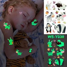 将图片加载到图库查看器，Luxury Luminous Tattoo Stickers Unicorn Stars Temporary Waterproof Luminous Fake Tattoos Stickers Dinosaur Butterfly For Children
