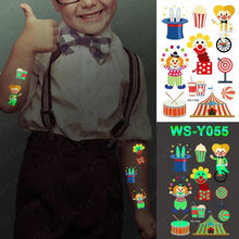 将图片加载到图库查看器，Luxury Luminous Tattoo Stickers Unicorn Stars Temporary Waterproof Luminous Fake Tattoos Stickers Dinosaur Butterfly For Children
