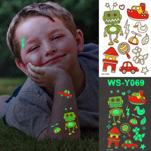 将图片加载到图库查看器，Luxury Luminous Tattoo Stickers Unicorn Stars Temporary Waterproof Luminous Fake Tattoos Stickers Dinosaur Butterfly For Children
