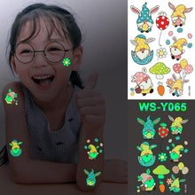 将图片加载到图库查看器，Luxury Luminous Tattoo Stickers Unicorn Stars Temporary Waterproof Luminous Fake Tattoos Stickers Dinosaur Butterfly For Children

