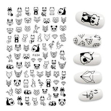 Load image into Gallery viewer, 3D Nail Stickers Leaves Butterfly Panda Love Heart Design Stickers For Nails Manicure Foil Nail Art Decor  Girls Manicure Decoration Nail Art Supplies 3D Self-Adhesive Nail Decals Designer Nail Stickers for Acrylic Nails
