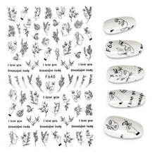 Load image into Gallery viewer, 3D Nail Stickers Leaves Butterfly Panda Love Heart Design Stickers For Nails Manicure Foil Nail Art Decor  Girls Manicure Decoration Nail Art Supplies 3D Self-Adhesive Nail Decals Designer Nail Stickers for Acrylic Nails
