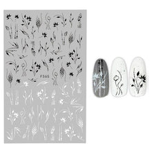 Load image into Gallery viewer, 3D Nail Stickers Leaves Butterfly Panda Love Heart Design Stickers For Nails Manicure Foil Nail Art Decor  Girls Manicure Decoration Nail Art Supplies 3D Self-Adhesive Nail Decals Designer Nail Stickers for Acrylic Nails
