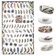 Load image into Gallery viewer, 3D Nail Stickers Leaves Butterfly Panda Love Heart Design Stickers For Nails Manicure Foil Nail Art Decor  Girls Manicure Decoration Nail Art Supplies 3D Self-Adhesive Nail Decals Designer Nail Stickers for Acrylic Nails
