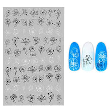 Load image into Gallery viewer, 3D Nail Stickers Leaves Butterfly Panda Love Heart Design Stickers For Nails Manicure Foil Nail Art Decor  Girls Manicure Decoration Nail Art Supplies 3D Self-Adhesive Nail Decals Designer Nail Stickers for Acrylic Nails
