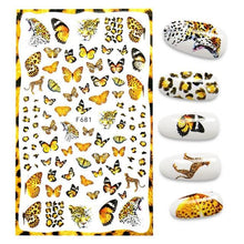 Load image into Gallery viewer, 3D Nail Stickers Leaves Butterfly Panda Love Heart Design Stickers For Nails Manicure Foil Nail Art Decor  Girls Manicure Decoration Nail Art Supplies 3D Self-Adhesive Nail Decals Designer Nail Stickers for Acrylic Nails
