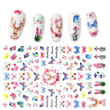 Load image into Gallery viewer, 3D Nail Stickers Leaves Butterfly Panda Love Heart Design Stickers For Nails Manicure Foil Nail Art Decor  Girls Manicure Decoration Nail Art Supplies 3D Self-Adhesive Nail Decals Designer Nail Stickers for Acrylic Nails
