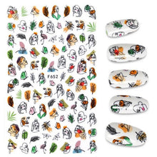 Load image into Gallery viewer, 3D Nail Stickers Leaves Butterfly Panda Love Heart Design Stickers For Nails Manicure Foil Nail Art Decor  Girls Manicure Decoration Nail Art Supplies 3D Self-Adhesive Nail Decals Designer Nail Stickers for Acrylic Nails
