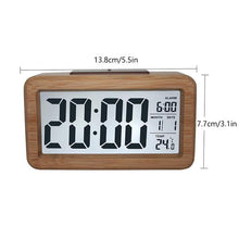 Load image into Gallery viewer, USB/AAA Powered LED Digital Clock Wooden Alarm Clock Table Clock Wooden Digital Alarm Clock with Wireless Charging 3 Alarms LED Display Sound Control and Snooze Dual for Bedroom Bedside Office Voice Control Electronic Clock Desktop Decor
