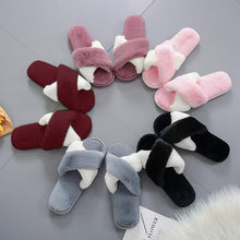 将图片加载到图库查看器，Elegant Warm Fluffy Slippers Women Faux Fur Indoor Floor Slides Flat Soft Furry Shoes Non Slip House Soft Plush Cozy House Shoes Furry Open Toe Indoor Outdoor Slip On Warm Winter Shoes
