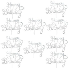 将图片加载到图库查看器，10pcs Glitter Happy Birthday Cake Topper Happy Birthday Cake Topper Happy Birthday Cupcake Topper Glitter Gold Decoration Bling Sparkle Decoration Sign Happy Birthday Cake Topper Girl Birthday Dessert Decor
