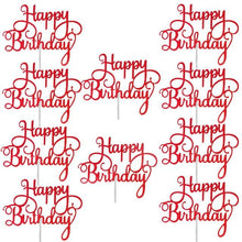 将图片加载到图库查看器，10pcs Glitter Happy Birthday Cake Topper Happy Birthday Cake Topper Happy Birthday Cupcake Topper Glitter Gold Decoration Bling Sparkle Decoration Sign Happy Birthday Cake Topper Girl Birthday Dessert Decor
