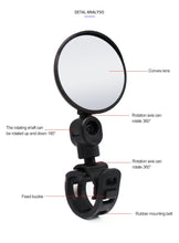 Load image into Gallery viewer, Adjustable Bicycle Convex Rearview Mirror Road Handlebar Back Eye Cycling Rear View Mirrors Adjustable Rotatable Handlebars Mounted Plastic Convex Mirror For Outdoor Mountain Road Bikes
