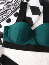 将图片加载到图库查看器，Women's Swimsuits Swimwear Patchwork Bikini Woman Push up Bikinis Swimsuit Bathing Suits Women Rave Neon Patchwork Bikini Swimsuit 2 Piece Cutout Molded Push Up Bathing Suit
