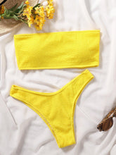 Load image into Gallery viewer, Bikinis Swimsuit Women Push Up Bikini Set  Female Swimwear Women's Strapless Solid Color 2 Pieces Bathing Suit Swimsuit Swimsuits Off Shoulder High Waist Bathing Suit High Cut Swimwear For Summer
